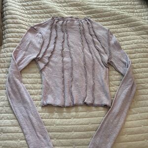 Urban Outfitters Purple Fitted Ruched Long Sleeve Blouse